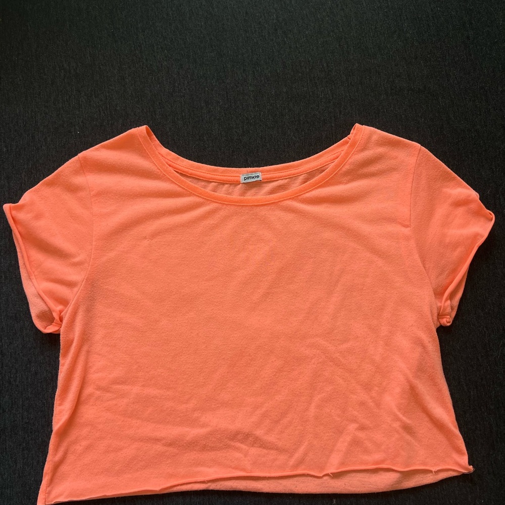 Vibrant Orange Relaxed Crop T-Shirt